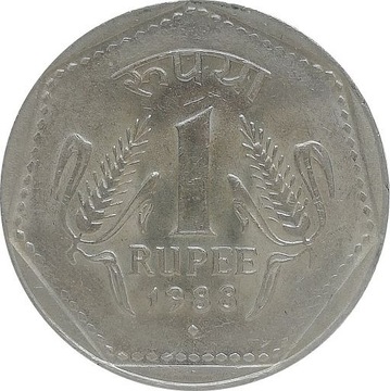 Indie 1 rupee 1988, KM#79.1