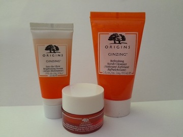 Origins GinZing zestaw serum, pod oczy, cleanser