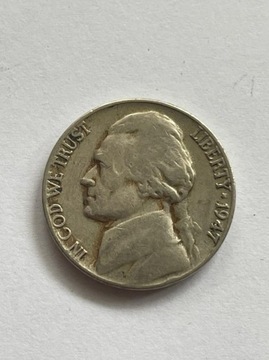 USA 5 centów Jefferson Nikiel 1947 Rok
