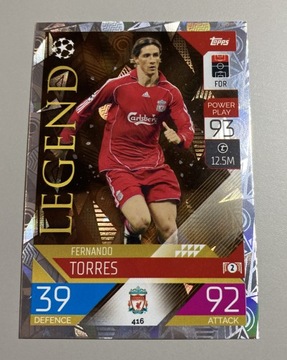 FERNANDO TORRES LIVERPOOLMATCH ATTAX LEGEND TOPPES