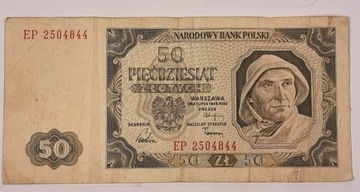 Banknot 50 ZŁ 1948 "Rybak"