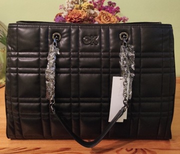 Calvin Klein Re-Lock Quilt Tote Black 