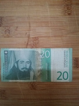 Banknot 20 dinarów była Jugosławia