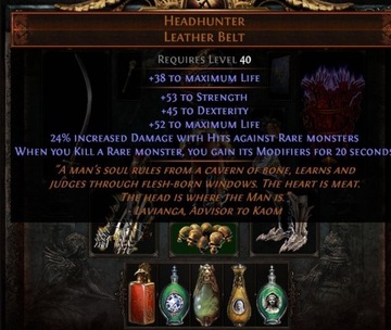 Path Of Exile Headhunter Leather Belt Ultimatum 