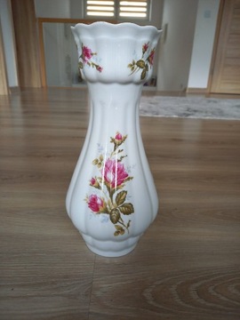 Duży wazon porcelanowy z motywem złotej róży 