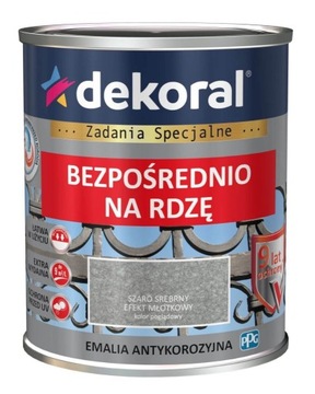 Dekoral emalia na rdzę SZARO SREBRNY młotek 0,65L