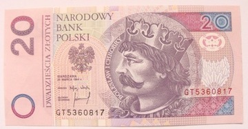 Banknot 20 zł 1994 r. RZADKA SERIA GT! UNC