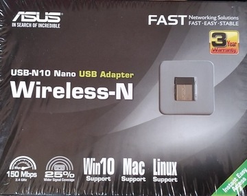 KARTA SIECIOWA ASUS USB-N10 Wireless N Win 10 Mac 