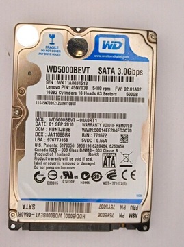 hdd WD SATA3 500GB 5400RPM, 2,5cala gwarancja