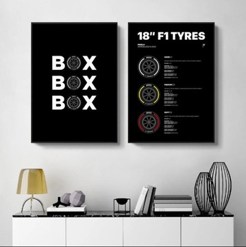 Plakat Box box box Formula 1 F1 czarny