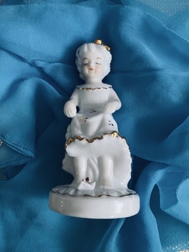 pozłacana figurka porcelanowa EM dziewczynka dama