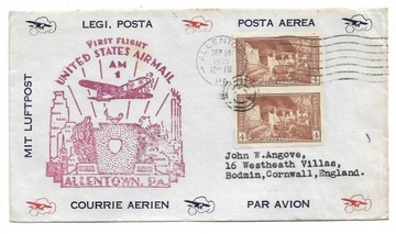 Pierwszy lot poczt. USA - Wlk. Brytania 14.9.1935