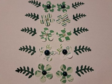 Kwiaty w różne zielone wzory z listkami Handmade