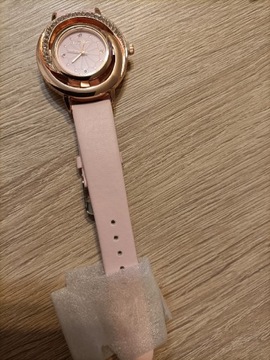Nowy zegarek różowy, kryształki+gratis bateria 
