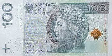 Banknot 100 zł z nr radarowym