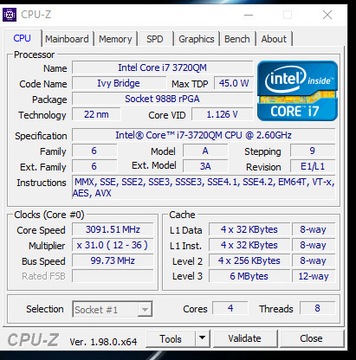 Intel Core i7 3720QM 100% ok