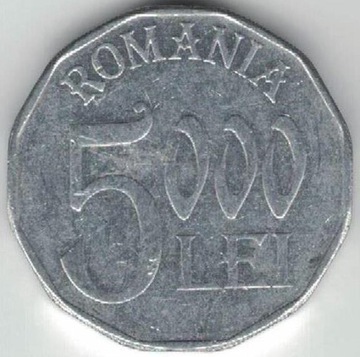 Rumunia 5000 lei lejów 2002 23,5 mm nr 2