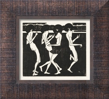 Nagie kobiety tańczą. Obraz w ramie. 38x33 cm