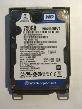 Dysk 750GB laptop