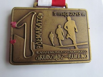 Medal plakieta 1 Półmaraton Grudziądz Rulewo 2013