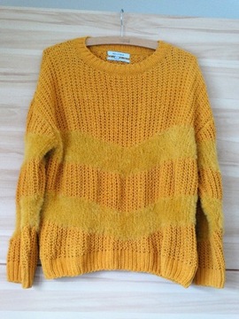 Belfield miodowy żółty sweter futerko jesień 40