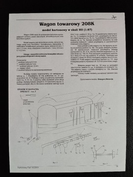 Kartonowy Fan - wagon towarowy 208K, 1:87