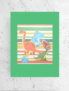 kolorowy plakat dla dzieci, dinozaury plakat 30x40