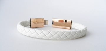 Bransoletka kabel do ładowania USB iPhone biały eko skóra