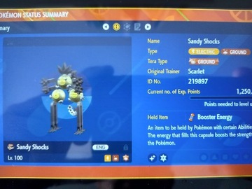 Shiny Paradox Pokemon Sandy Shocks  + Item