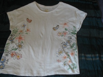 T-shirt Cool Club 152 cm biały motyle kwiaty