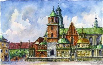 Obraz Akwarela - Kraków, Wawel, Katedra