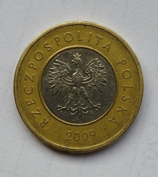 2 zł złoty z 2009 r. mennica polska, defekt 