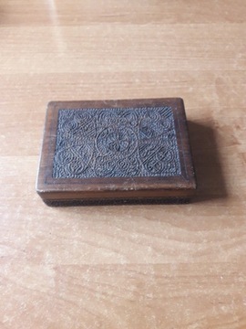 Drewniana skrzneczka na karty lata 50-60