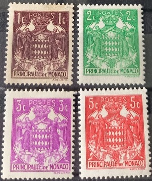 Znaczki pocztowe Monaco 1937/39r.z serii Herb.