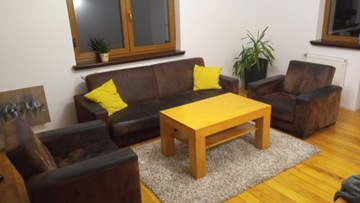 Komplet wypoczynkowy - kanapa i 2 fotele alcantara