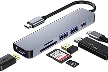 Hub USB C, adapter Multiport USB C do akcesoriów MacBook Pro i Air, 6 w 1