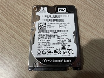 Dysk HDD WD Scorpio Black 500GB 2,5” 7200RPM