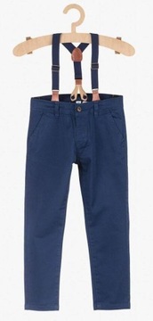 H&M eleganckie granatowe spodnie z szelkami r 104