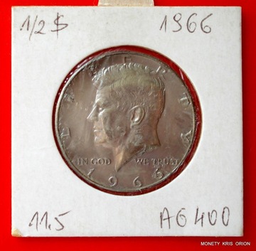 Half Dollar USA - 1966r - Kennedy - Ag400