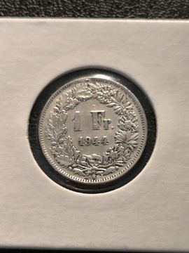 1 FRANK SZWAJCARSKI 1944 ROK SREBRO 0.835