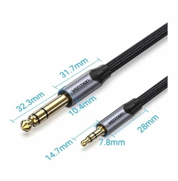 Kabel Vention micro jack 3.5mm/micro jack 6.35mm 