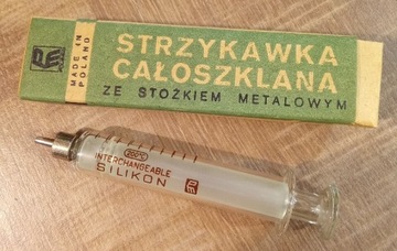 Zabytkowa szklana strzykawka 5 ml