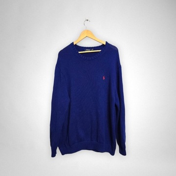 Sweter bawełniany Polo Ralph Lauren niebieski 2XL