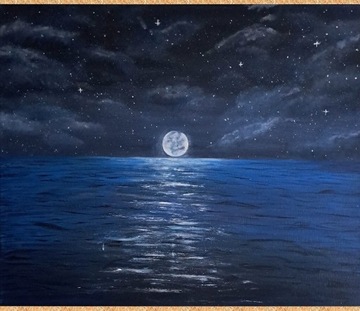 Obraz ręcznie malowany "Zwierciadło morza"70x100cm