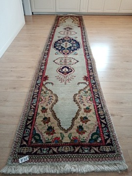 Perskiwełniany ręcznie tk. chodnik Tabriz 74x362