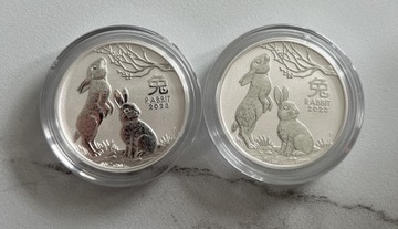 Lunar III Królik 2023 2 x 2oz uncja srebrne monety