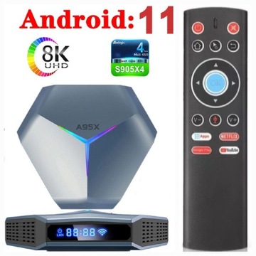 Tv Box 4/128 Gb 8K Wifi BT+pilot żyroskopowy