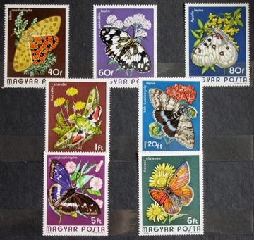 Znaczki pocztowe Węgry 1974 Motyle