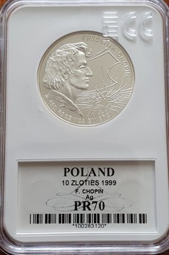 10 zł. Fryderyk Chopin   1999  Gcn pr70