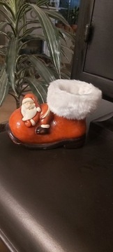 Ceramiczny bucik z Świętym  Mikołajem -dekoracja